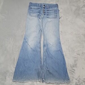 VTG 70s Jeans Womens 32x30 Blue Bell Bottom Light Wash Patch Pocket Made In USA